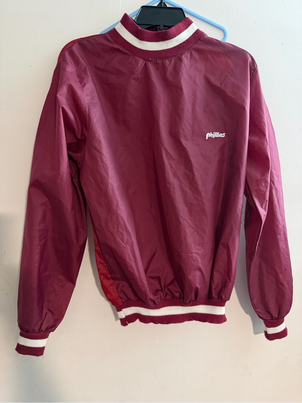 Vintage Phillies Maroon Pullover Windbreaker Jacket Mellon Bank XL
